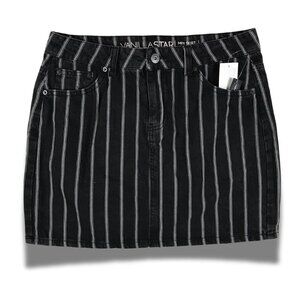 Vanilla Star Cotton Black Striped Denim Mini Skirt NWT 9